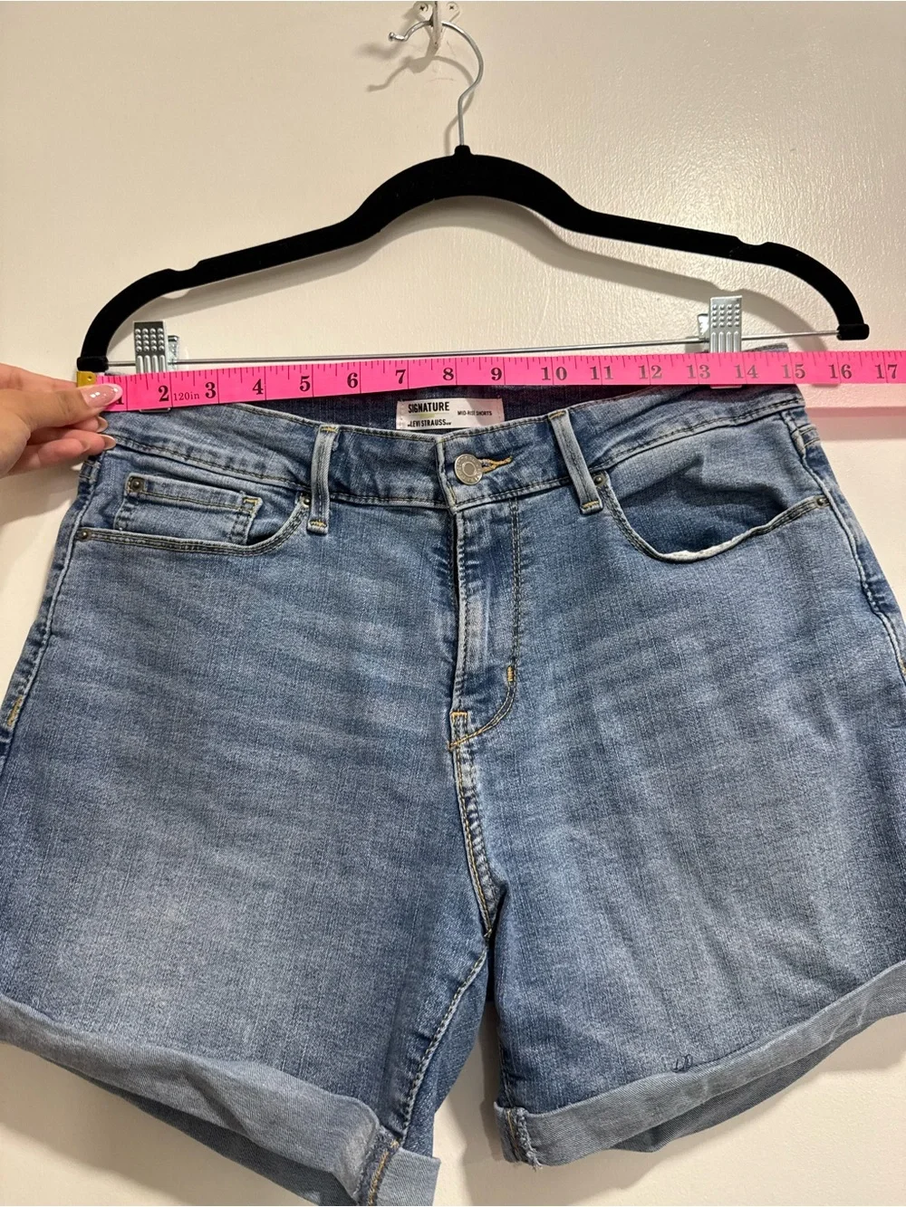 Signature by Levi Strauss Light Blue Rolled Hem Denim Shorts